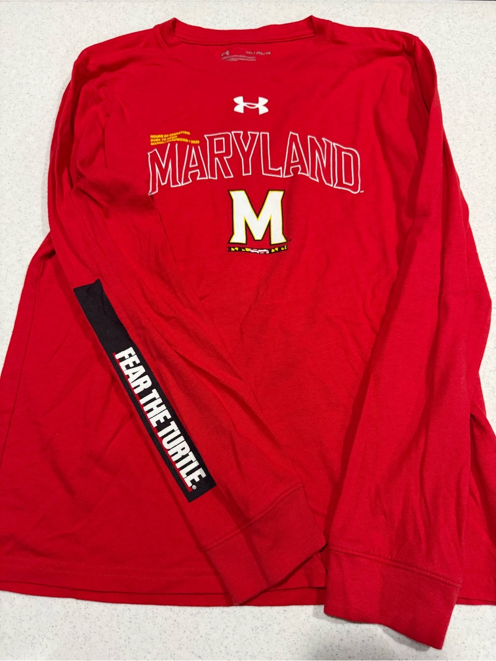 Under Armour Red Maryland Long Sleeve Performance Tee